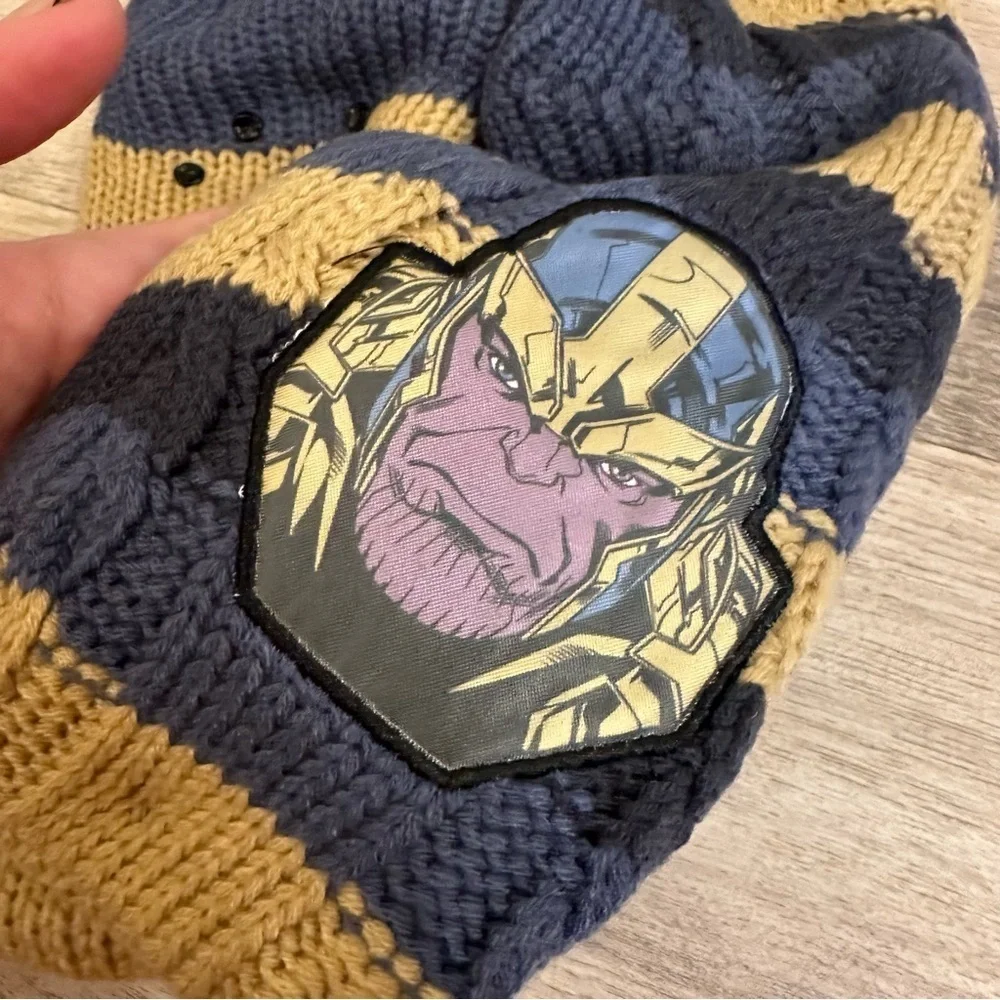 Men Marvel Thanos Cozy Knit Socks with Blue and Tan OSFM